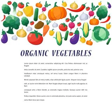 Vector Vegetables Background in Flat Style Stock Illustration