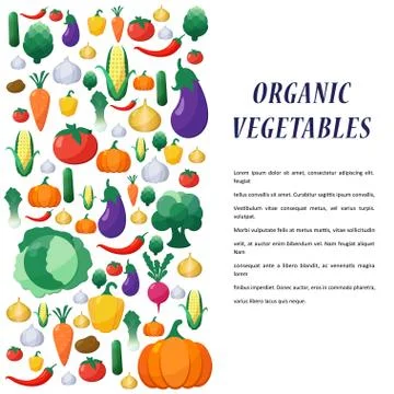 Vector Vegetables Background in Flat Style Stock Illustration