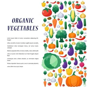 Vector Vegetables Background in Flat Style Stock Illustration