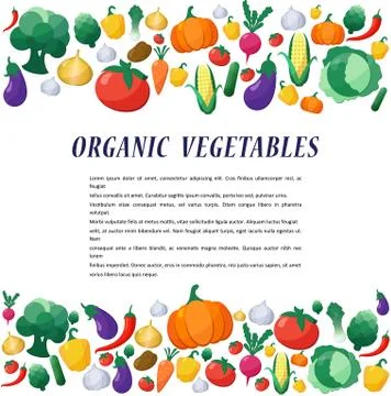 Vector Vegetables Background in Flat Style Stock Illustration
