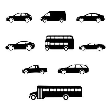 Vector vehicles silhouettes Stock Illustration