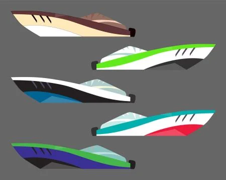 Vector Version motorboat icons. Ship at sea transport, shipping boat Stock Illustration