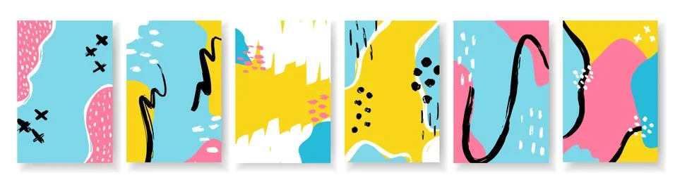 Vector vertical banner set memphis colorful style. Stockillustratie