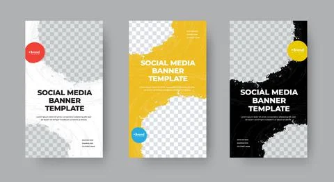 Vector vertical banner template for stories with semicircular grunge elements Illustrazione stock