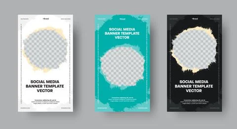 Vector vertical banner template for stories with round grunge elements for ph Illustrazione stock