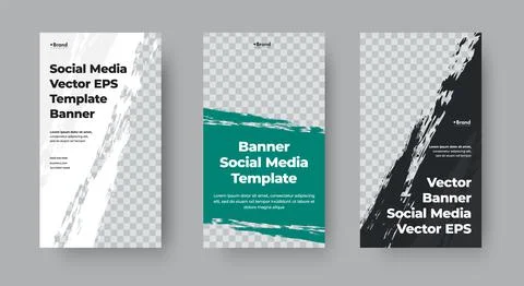 Vector vertical banner template for stories with grunge elements for photos. Illustrazione stock