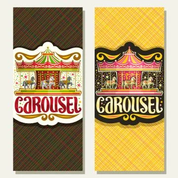 Vector vertical banners for children's Carousel Ilustração Stock