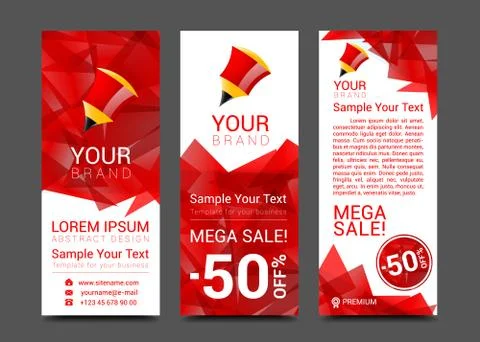 Vector vertical banners collection with abstract multicolored polygonal crystal Stock Illustration