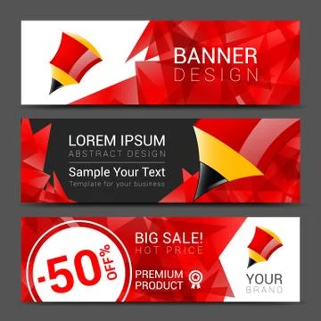 Vector vertical banners collection with abstract multicolored polygonal crystal Stock Illustration