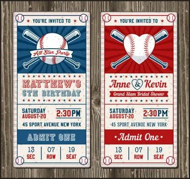 Vector Vertical Baseball Invitation Stock Illustration
