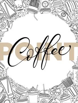 Vector vertical coffee theme banner for marketing campaign, advertising, prom Stock Illustration