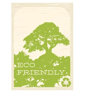 Vector vertical Eco Poster with arrows recycle symbol and tree silhouette on Stock Illustration