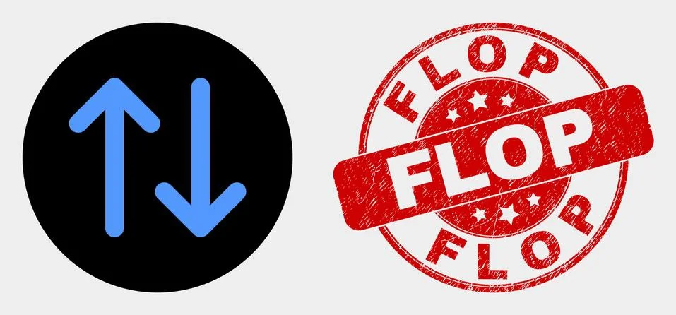 Vector Vertical Exchange Arrows Icon and Grunge Flop Watermark イラスト素材