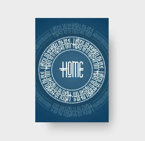 Vector vertical illustration. Hand lettering on a blue background with a roun Stock Illustration