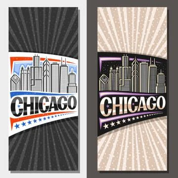 Vector vertical layouts for Chicago Stock Illustration