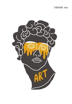 Vector vertical poster with David statue and eyes bleeding with art tattoo Stock Illustration