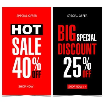 Vector vertical sale and discount banner. Stock Illustration