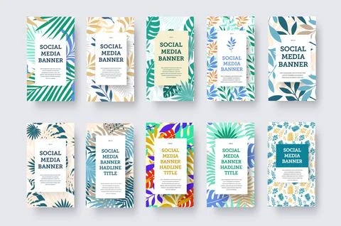 Vector vertical social media banner with geometric element for text, colorful Stock Illustration