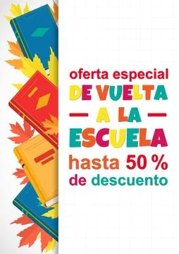 Vector vertical template Back to school Sale in Spanish language. Stock Illustration