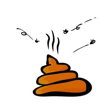 Vector Very Simple Flat Brown Hand Draw Sketch Poop with fly Stock Illustration