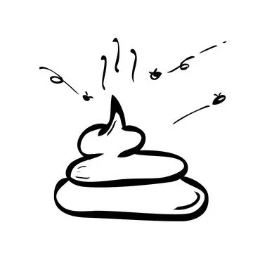 Vector Very Simple Flat Brown Hand Draw Sketch Poop with fly Stock Illustration
