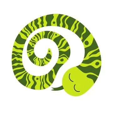Vector vibrant illustration of a striped snake in a flat style. 2025 symbol of Stock Illustration