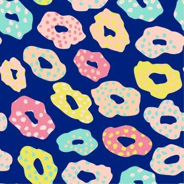 Vector Vibrant Leopard Seamless Repeat Pattern with Abstract Dots Effect Stock Illustration