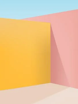 Vector Vibrant Pastel Geometric Studio Shot Corner Background Stock Illustration