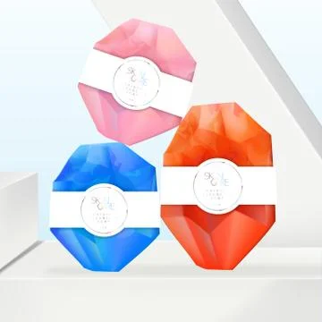 Vector Vibrant Semi Transparent Crystal Soap with Marble Pattern Stock Illustration
