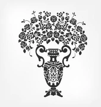 Vector victorian baroque design elements flower vase Stock Illustration