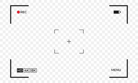 Vector video camera viewfinder frame. Minimal camera recording screen overl.. Ilustración de archivo