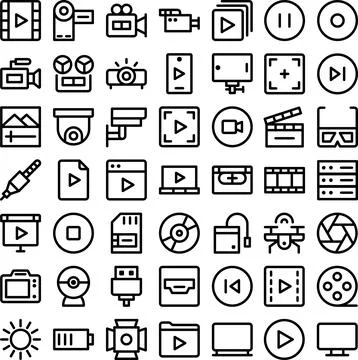 Vector of Video Icon Set. Perfect for user interface, new application. Stock Illustration
