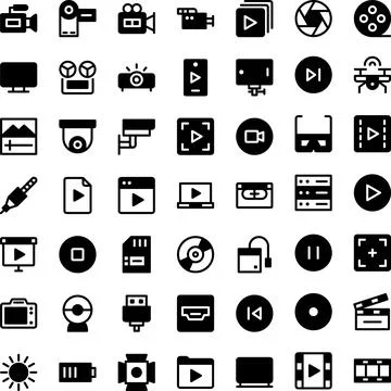 Vector of Video Icon Set. Perfect for user interface, new application. Stock Illustration