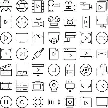 Vector of Video Icon Set. Perfect for user interface, new application. Stock Illustration