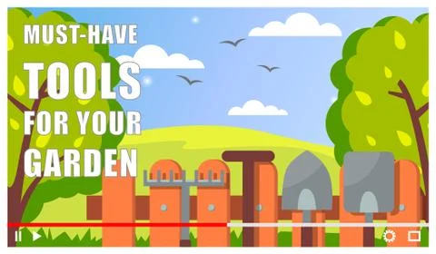 Vector video player interface. Screensaver of tutorial about tools for your 스톡 일러스트