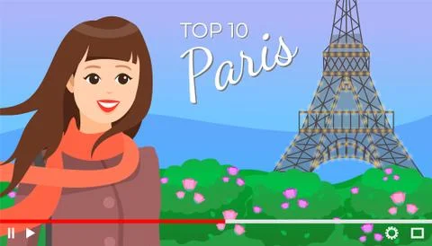 Vector video player interface. Screensaver of interview of a young girl about Stockillustratie