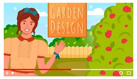 Vector video player interface. Screensaver of tutorial about landscape designe Illustrazione stock