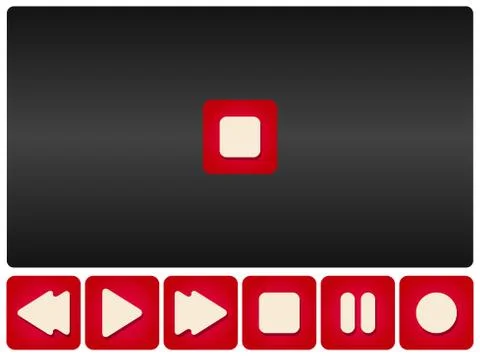 Vector video player symbol with red and white buttons イラスト素材
