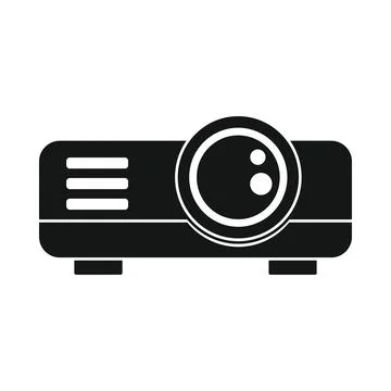 Vector video projector black simple icon isolated on white Stock Illustration