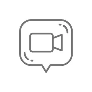 Vector video review, video message line icon. Illustrazione stock