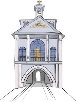 Vector. Vilnius. City gate with the icon of the Virgin Mary. Stock Illustration