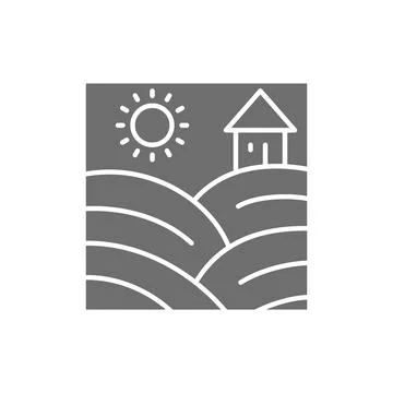 Vector vineyard fields with grapes grey icon. イラスト素材