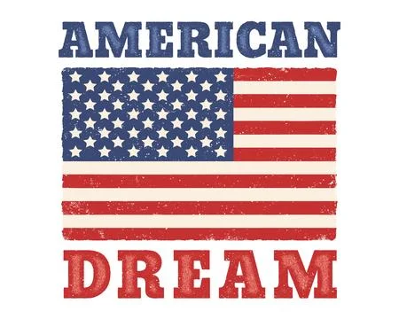 Vector vintage American flag with text of American dream. Stock Illustration
