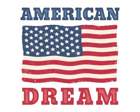 Vector vintage American flag with text of American dream. 스톡 일러스트