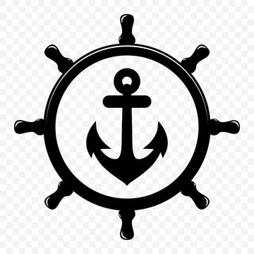 Vector Vintage Anchor and Ship Wheel. Nautical Marine Helm Icon, Retro Captain Stock Illustration