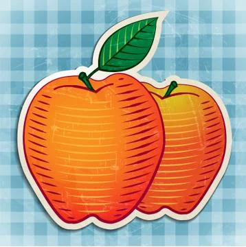 Vector vintage apples sticker Illustrazione stock