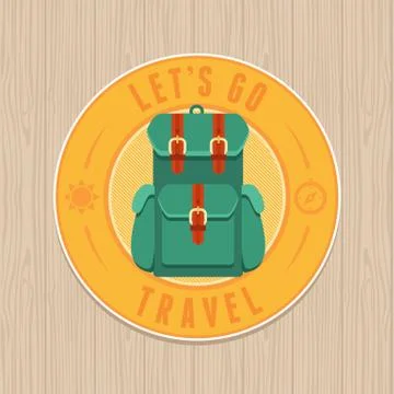 Vector vintage badge - flat icon. Travel concept Stock Illustration