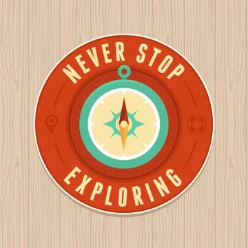 Vector vintage badge - flat icon. Travel concept Stock Illustration