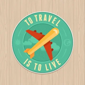 Vector vintage badge - flat icon. Travel concept Stock Illustration