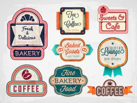 Vector vintage bakery, cafe badges Stock Illustration